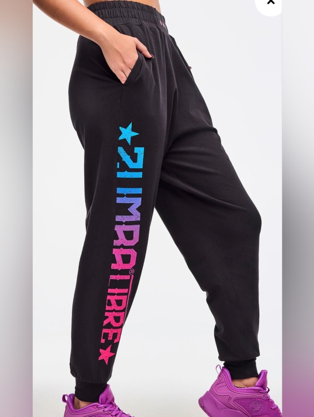 Black Graphic Jogger Pants with Gradient Logo